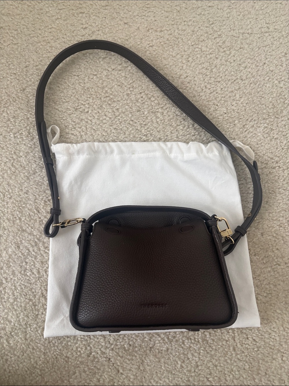 THE HORSE Leather Crossbody Bag in Dark Brown